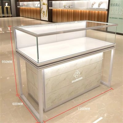 Aparador de joies de marbre il·luminat LuxeFrame amb coberta d'exhibició elevada