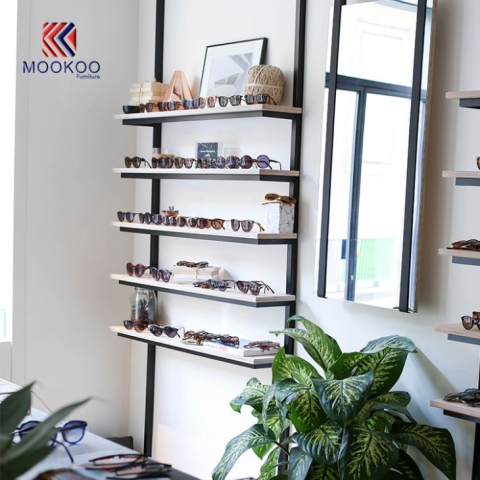 Disseny de parets per a ulleres de sol per a quiosc de vidre òptic